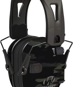 Walker’s Razor Tacti-Grip Lightweight Shooting Hunting Range Slim Hearing Protection Muff (Multi Camo Gray) Bundle with Muff Walkie Talkie, Shooting Glasses and Cleaning Cloth (4 Items) 2