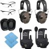 Walker’s Razor Slim Electronic Muff (FDE Patriot Version, 2-Pack) Bundle with 22-Channel Walkie-Talkie Attachment (2-Pack), Shooting Glasses (2-Pack) and Cleaning Cloth (2-Pack) (8 Items) 3
