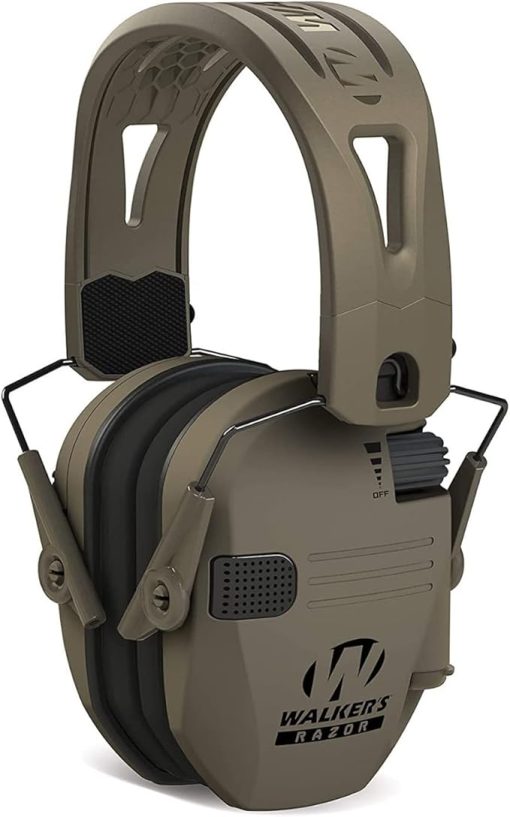 Walkers Razor Tacti-Grip Lightweight Shooting Hunting Range Slim Hearing Protection Muff (Flat Dark Earth) with FDE Rubber Headband Bundle with Hearing Protection Case (2 Items) - Image 2