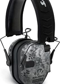 Walker’s Razor Slim Electronic Muffs (Raid, 2-Pack) Bundle with Walkie Talkies (2-Pack), Glasses (2-Pack), and Cleaning Cloth (2-Pack) (8 Items) 2
