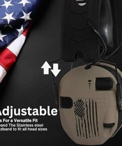 Walker’s Razor Digital Electronic Ear Muff (US Flag-FDE) Bundle with 22-Channel Walkie Talkie Attachment (Flat Dark Earth), Sport Glasses (Clear), and Microfiber Cleaning Cloth (4 Items) 2