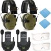 Walker’s Razor Slim Electronic Shooting Muffs (Light Teal, 2-Pack) Bundle with Walkie Talkies (2-Pack), Shooting Glasses (2-Pack), and Focus Cleaning Cloths (2-Pack) (8 Items) 3