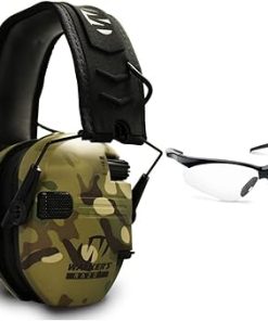 Walker’s Razor Slim Electronic Muff (MultiCam) with Shooting Glasses (Clear) Bundle (2 Items)