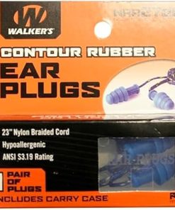 Walker’s 27dB NRR Passive Hearing Protection Range Shooting Hunting Work Soft Comfortable Contour Rubber Earplugs w/ 23″ Nylon Braided Cord & Plastic Storage Case 2
