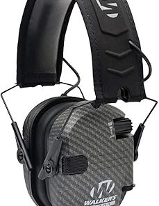 Walker’s Razor Slim Electronic Muff (Carbon, 2-Pack) Tactical/Hunting Walkie Talkie (2-Pack), Sport Shooting Glasses (2-Pack) and Microfiber Cleaning Cloth (2-Pack) Bundle (8 Items) 2