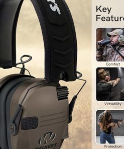 Walkers Razor Slim Electronic Muff (Flat Dark Earth) Bundle with Walkie Talkie, Sport Shooting Glasses, and Cleaning Cloth (4 Items) 2