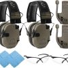Walker’s Razor Slim Quad Electronic Earmuffs with Bluetooth (FDE, 2-Pack) Bundle with Walkie Talkie Attachment (2-Pack), Ear Pad (Black,2-Pack), Glasses (2-Pack), and Cloth (2-Pack) (10 Items) 4