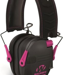 Walker’s Razor Slim Electronic Muff (Black/Pink) Bundle with Ballistic Protection Glasses, and Protection and Safety Case (3 Items) 2