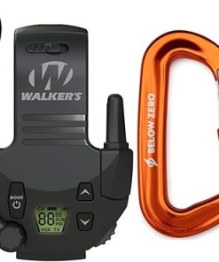 Walker's Tactical/Hunting 2-Mile Range Walkie Talkie Compatible with Razor Muffs Bundle with Heavy-Duty Carabiner (2 Items)