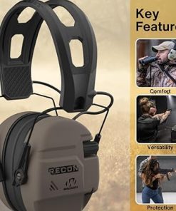 Walker’s Recon Low-Profile Digital Electronic Muff with SAC Tech (Flat Dark Earth) (2-Pack) Bundle with Walkie Talkie (2-Pack), Sport Glasses (Clear) (2-Pack), and Cleaning Cloth (2-Pack) (8 Items) 2