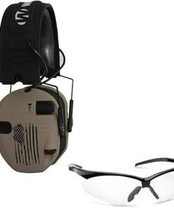Walkers Razor Slim Electronic Shooting Range Earmuff (US Flag-FDE) Bundle with Glasses Kit (2 Items)