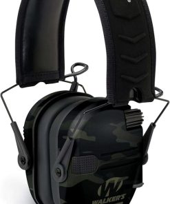 Walkers Razor Slim Electronic Muff (MultiCam Camo Gray) Bundle with Tactical/Hunting Walkie Talkie, Sport Shooting Glasses and Microfiber Cleaning Cloth Bundle (4 Items) 2