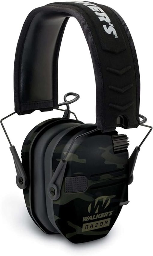 Walkers Razor Slim Electronic Muff (MultiCam Camo Gray) Bundle with Tactical/Hunting Walkie Talkie, Sport Shooting Glasses and Microfiber Cleaning Cloth Bundle (4 Items) - Image 2