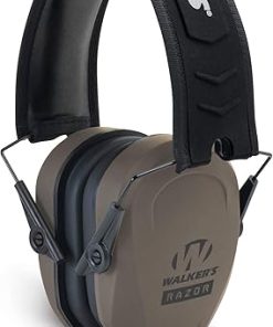 Walker’s Razor Slim Passive Earmuff – Ultra Low-Profile Earcups – Flat Dark Earth & Sport High-Grade Polycarbonate Lenses Half Frame Soft Rubber Nose Piece Adjustable Safety Shooting Glasses, Clear 2