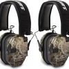 Walkers Razor Slim Low Profile Compact Design Adjustable Range Hunting Hearing Protection Electronic Earmuffs (Kryptek Camo) 2-Pack
