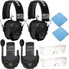 Walker’s Razor Slim Ultra Low Profile Compact Design Adjustable Hearing Protection Electronic Earmuffs – Black Bundle With WALKER’S Razor Walkie Talkie Attachment – 22 Channels 3 Miles Range (2 Pack) 3