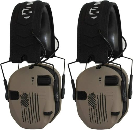 Walkers Razor Slim Electronic Shooting Muffs (2-Pack, US Flag-FDE) (2 Items)