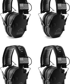 Walker's Razor Slim Shooter Electronic Hunting Folding Hearing Protection Earmuffs with 23dB Noise Reduction and Sound Amplification (4 Pack)
