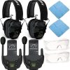 Walker’s Razor Slim Electronic Muff (Black) Bundle with Tactical/Hunting Walkie Talkie, Sport Shooting Glasses, and Microfiber Cleaning Cloth (4 Items) 3