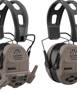 Walker's Firemax Rechargeable Electronic Ear Muffs Flat Dark Earth with Walkie Talkie 2 Pack