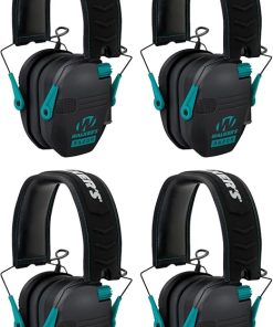 Walker's Razor Slim Electronic Shooting Muffs 4-Pack Bundle, Black and Teal (4 Items)