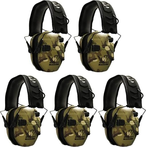 Walkers Razor Slim Electronic Shooting Muffs 5-Pack Bundle, Multi Cam Camo Tan (5 Items)