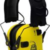 Walker’s Razor Shooting Muff (Don’t Tread On Me Yellow) Bundle with Tactical/Hunting Walkie Talkie Attachment, Sport Shooting Glasses, and Microfiber Cleaning Cloth (4 Items) 4