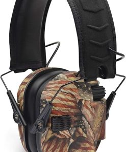 Walkers Razor Slim Electronic Hearing Protection Muffs (Sound Amplification & Suppression) with Protective Case and Shooting Glasses (American Flag) Bundle 2