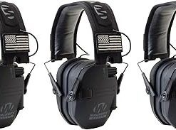 Walker's Razor Slim Electronic Shooting Muffs 3-Pack, Black America Patch (3 Items)