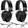 Walker’s Razor Digital Electronic Ear Muff (US Flag-FDE) Bundle with 22-Channel Walkie Talkie Attachment (Flat Dark Earth), Sport Glasses (Clear), and Microfiber Cleaning Cloth (4 Items) 3