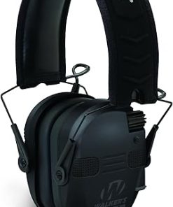 Walker's Game Ear Razor Quad Muff Black Large & Razor Slim Electronic Muff, Black