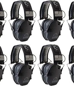 Walker's Razor Slim Ultra Low Profile Compact Design Adjustable Range Shooting Hunting Hearing Protection Electronic Earmuffs (Black Patriot Version) 8-Pack