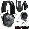 Walker’s Razor Slim Quad Electronic Earmuffs with Bluetooth (FDE, 2-Pack) Bundle with Walkie Talkie Attachment (2-Pack), Ear Pad (Black,2-Pack), Glasses (2-Pack), and Cloth (2-Pack) (10 Items) 3