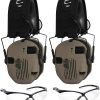 Walkers Razor Slim Electronic Shooting Range Earmuffs Bundle with Glasses (US Flag-FDE, 2-Pack) (4 Items)
