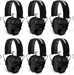 Walker's Razor Slim Ultra Low Profile Compact Design Adjustable Range Shooting Hunting Hearing Protection Electronic Earmuffs (MultiCam Camo Gray) 10-Pack