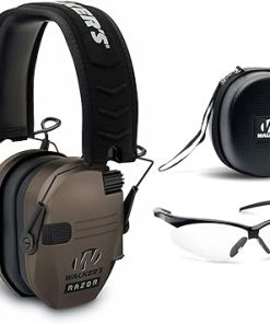 Walker's Razor Slim Electronic Muff (Flat Dark Earth) Bundle with Case and Shooting Glasses (3 Items)