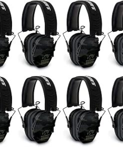 Walker's Razor Slim Ultra Low Profile Compact Design Adjustable Range Shooting Hunting Hearing Protection Electronic Earmuffs (MultiCam Camo Gray) 8-Pack