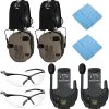 Walker’s Recon Low-Profile Digital Electronic Muff with SAC Technology and NRR 26 (Black) Bundle with Recon Walkie Talkie, Sport Glasses (Clear), and Cleaning Cloth (4 Items) 4
