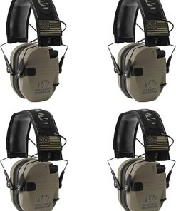 Walker's Razor Slim Shooter Electronic Hunting Folding Hearing Protection Earmuffs w/ 23dB Noise Reduction & Sound Amplification, Tan Patriot (4 Pack)