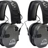 Walkers Razor Slim Electronic Muff (Black/Teal, 2-Pack) Bundle with Walkie-Talkie (2-Pack), Shooting Glasses (2-Pack) and Cleaning Cloth (2-Pack) (8 Items) 3