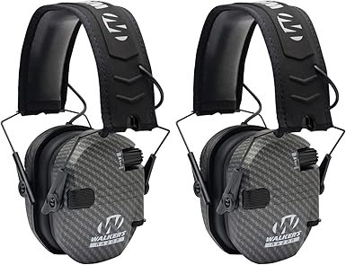 Walkers Razor Slim Electronic Shooting Muffs 2-Pack Bundle, Carbon Gray (2 Items)