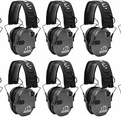 Walker's Razor Slim Ultra Low Profile Compact Design Adjustable Range Shooting Hunting Hearing Protection Electronic Earmuffs (Carbon) 10-Pack