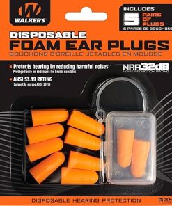 Walker’s 32dB NRR Noise-Canceling ANSI S3.19 Passive Hearing Protection Range Shooting Hunting Work Soft Comfortable Adaptable Foam Earplugs – 5 Pairs, Orange 2